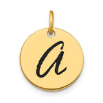 14K Polished Black Enamel Letter Initial Disk Charm view