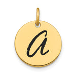 14K Polished Black Enamel Letter Initial Disk Charm view