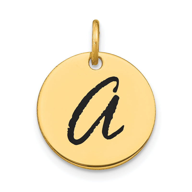 14K gold initial charm, further view