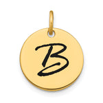 14K Polished Black Enamel Letter Initial Disk Charm view