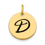 14K Polished Black Enamel Letter Initial Disk Charm view
