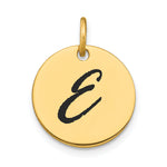 14K Polished Black Enamel Letter Initial Disk Charm view