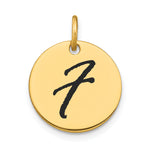 14K Polished Black Enamel Letter Initial Disk Charm view