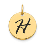 14K Polished Black Enamel Letter Initial Disk Charm view