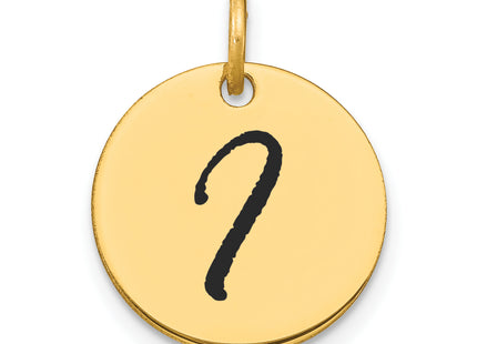 14k Polished Black Enamel Letter Initial Disk Charm