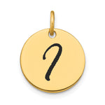 14K Polished Black Enamel Letter Initial Disk Charm view