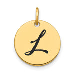 14K Polished Black Enamel Letter Initial Disk Charm view