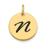 14K Polished Black Enamel Letter Initial Disk Charm view