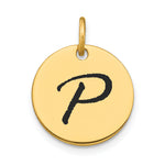 14K Polished Black Enamel Letter Initial Disk Charm view