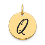 14K Polished Black Enamel Letter Initial Disk Charm view