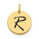 14K Polished Black Enamel Letter Initial Disk Charm view