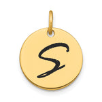 14K Polished Black Enamel Letter Initial Disk Charm view