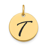 14K Polished Black Enamel Letter Initial Disk Charm view