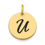 14K Polished Black Enamel Letter Initial Disk Charm view