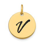 14K Polished Black Enamel Letter Initial Disk Charm view