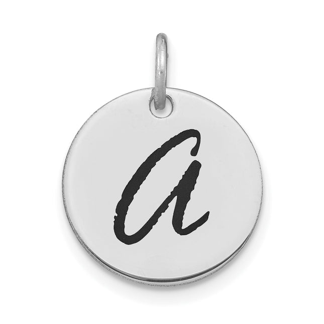 14kw Polished Black Enamel Letter Initial Disk Charm