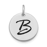 14kw Polished Black Enamel Letter Initial Disk Charm view