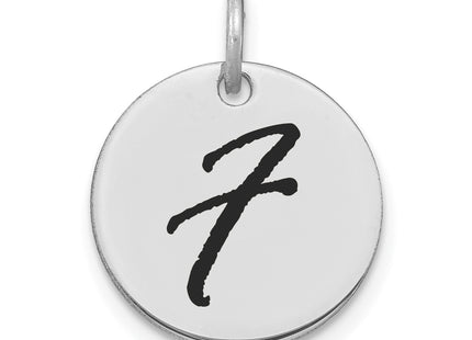 14kw Polished Black Enamel Letter Initial Disk Charm