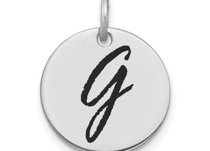 14kw Polished Black Enamel Letter Initial Disk Charm