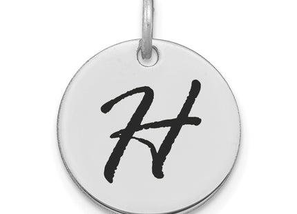 14kw Polished Black Enamel Letter Initial Disk Charm