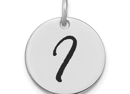 14kw Polished Black Enamel Letter Initial Disk Charm
