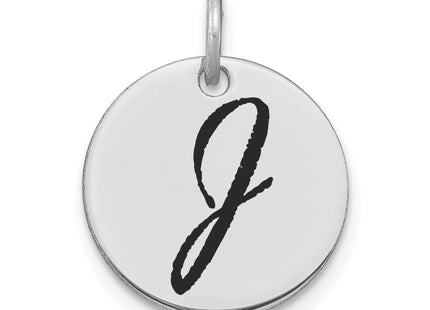 14kw Polished Black Enamel Letter Initial Disk Charm