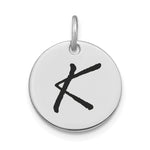 14kw Polished Black Enamel Letter Initial Disk Charm view