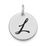 14kw Polished Black Enamel Letter Initial Disk Charm view