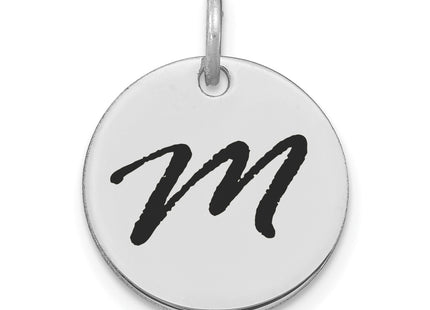 14kw Polished Black Enamel Letter Initial Disk Charm