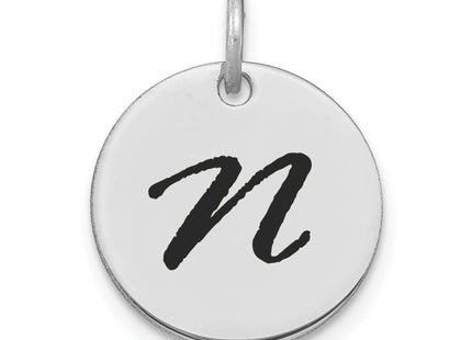 14kw Polished Black Enamel Letter Initial Disk Charm