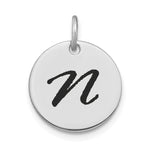 14kw Polished Black Enamel Letter Initial Disk Charm view