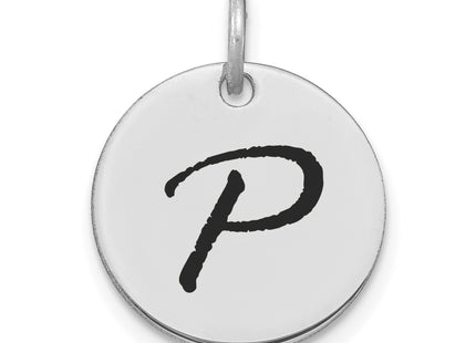 14kw Polished Black Enamel Letter Initial Disk Charm