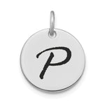 14kw Polished Black Enamel Letter Initial Disk Charm view