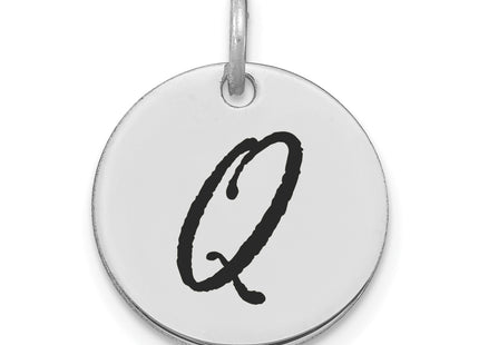 14kw Polished Black Enamel Letter Initial Disk Charm