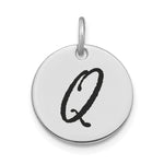 14kw Polished Black Enamel Letter Initial Disk Charm view