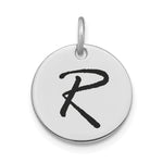 14kw Polished Black Enamel Letter Initial Disk Charm view