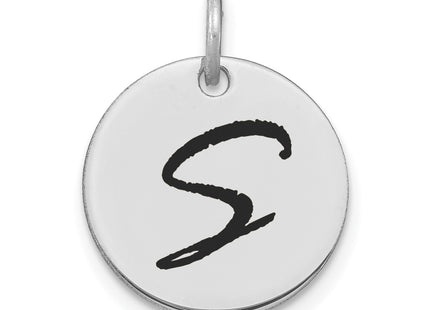 14kw Polished Black Enamel Letter Initial Disk Charm
