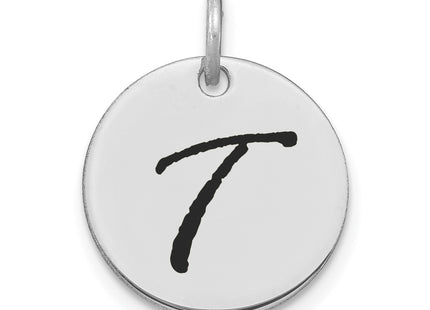 14kw Polished Black Enamel Letter Initial Disk Charm