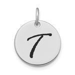 14kw Polished Black Enamel Letter Initial Disk Charm view