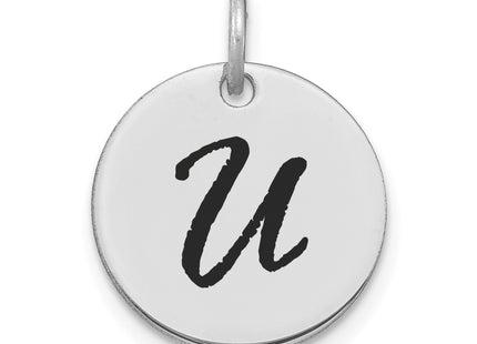 14kw Polished Black Enamel Letter Initial Disk Charm