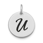 14kw Polished Black Enamel Letter Initial Disk Charm view