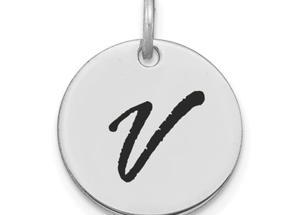 14kw Polished Black Enamel Letter Initial Disk Charm