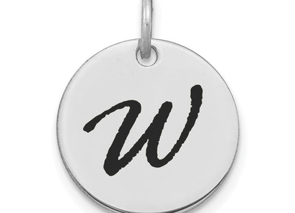 14kw Polished Black Enamel Letter Initial Disk Charm