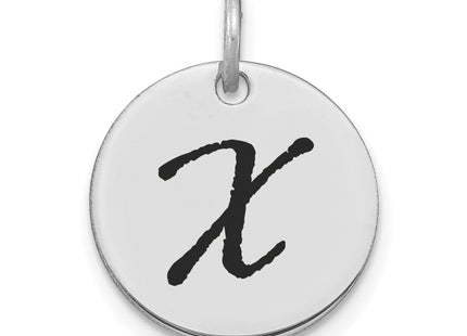 14kw Polished Black Enamel Letter Initial Disk Charm