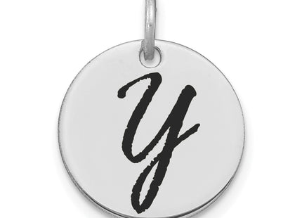 14kw Polished Black Enamel Letter Initial Disk Charm
