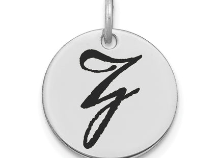 14kw Polished Black Enamel Letter Initial Disk Charm