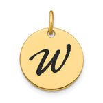 14K Polished Black Enamel Letter Initial Disk Charm view