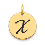 14K Polished Black Enamel Letter Initial Disk Charm view