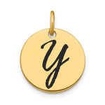 14K Polished Black Enamel Letter Initial Disk Charm view
