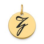 14K Polished Black Enamel Letter Initial Disk Charm view